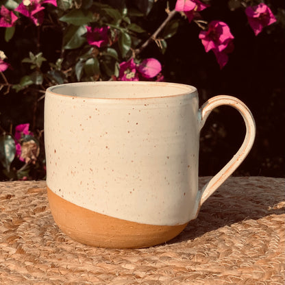 Handcrafted Mug - Moja design with speckled tusk glaze. Regular ~11 oz.