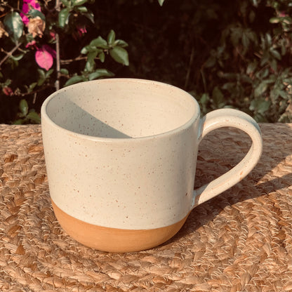 Handcrafted Mug - Moja design with speckled tusk glaze. Large ~14 oz.