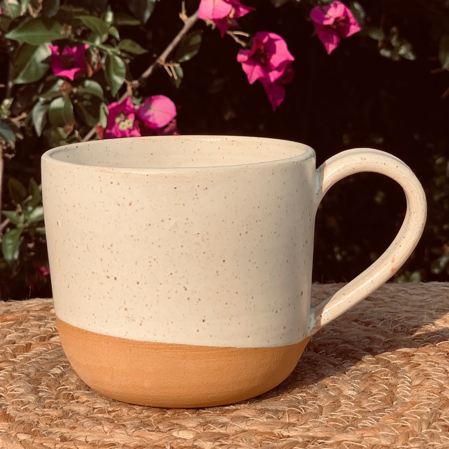 Handcrafted Mug - Moja design with speckled tusk glaze. Large ~14 oz.