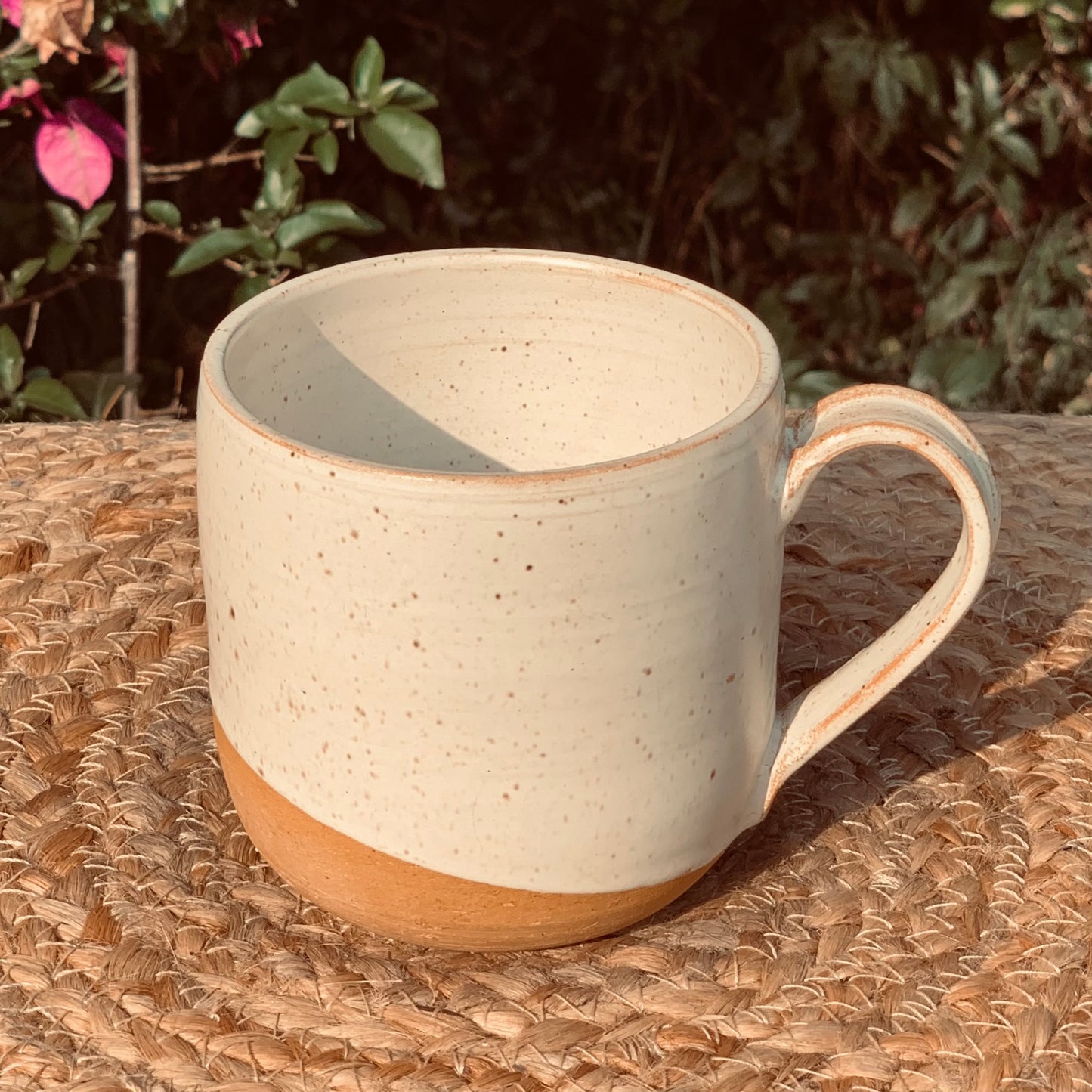 Handcrafted Mug - Moja design with speckled tusk glaze. Regular ~11 oz.