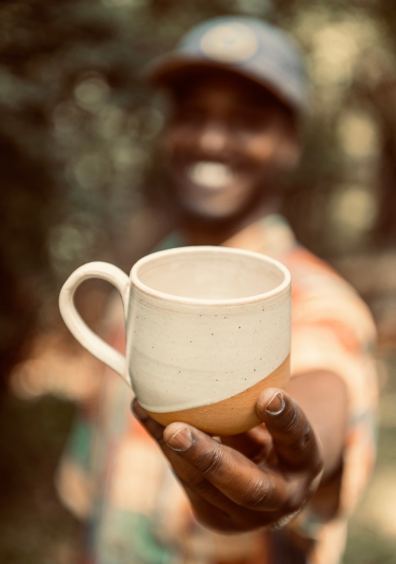 Handcrafted Mug - Moja design with speckled tusk glaze. Regular ~11 oz.